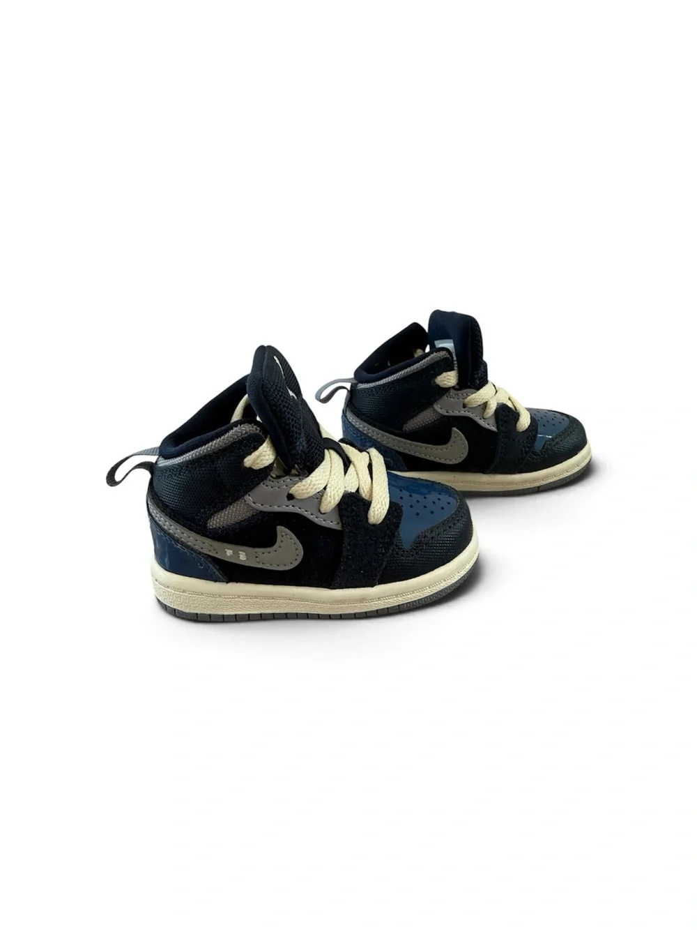 NIKE Air Jordan Kids Navy and Gray High-Top Sneakers